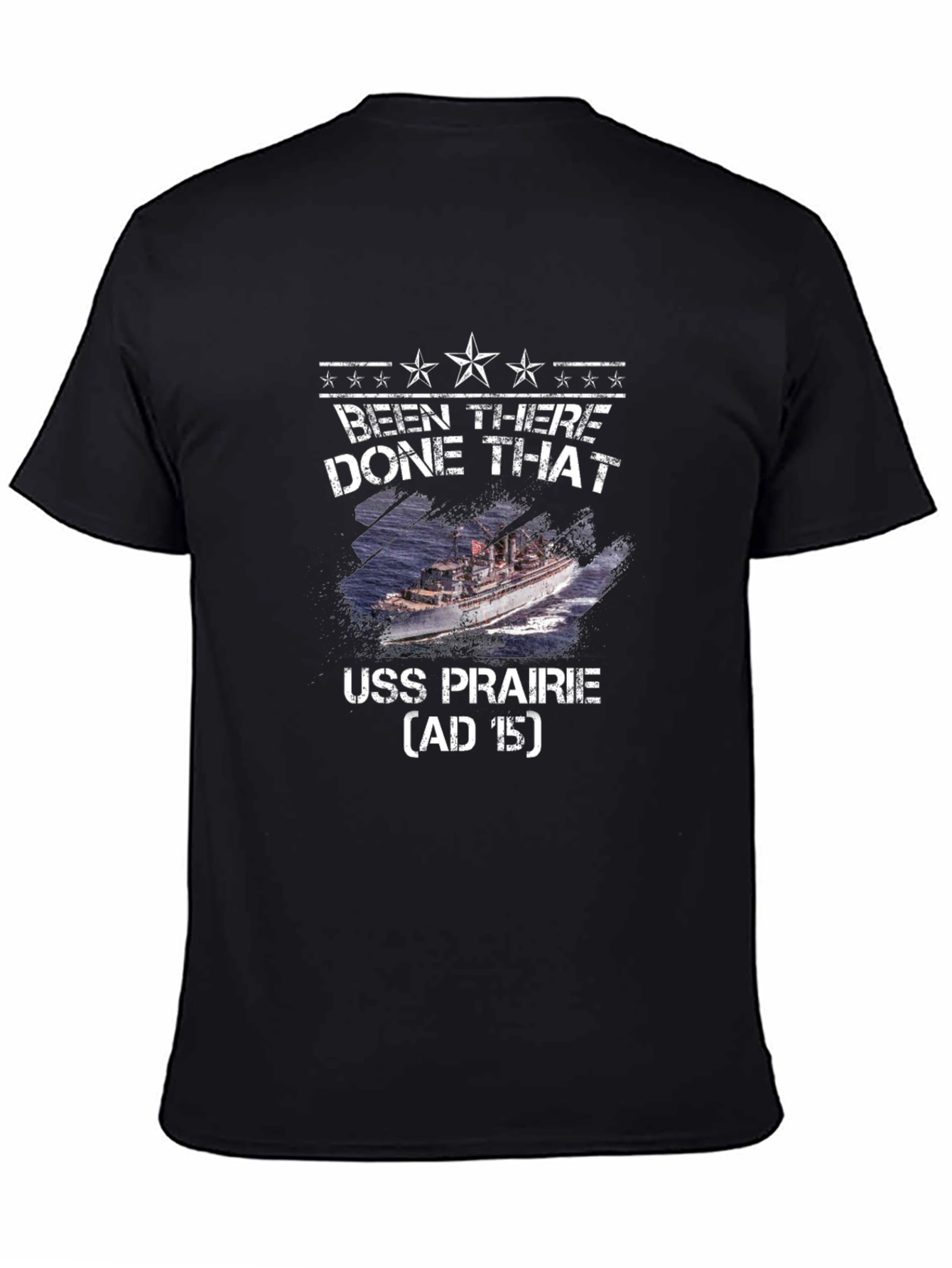 Camiseta Negra USS Prairie - Estilo Militar