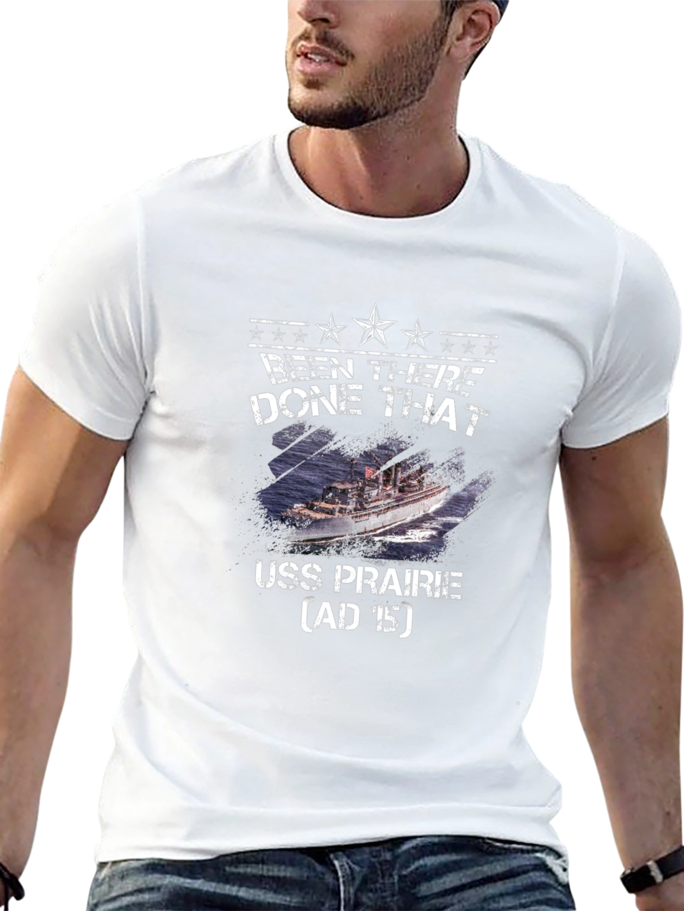 Camiseta Negra USS Prairie - Estilo Militar