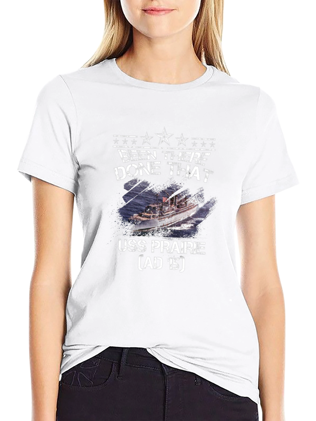 Camiseta Negra USS Prairie - Estilo Militar