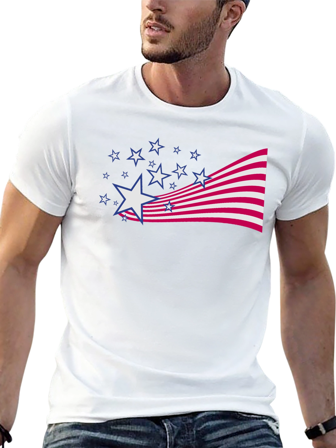 Camiseta Negra Estampado Patriótico Americano