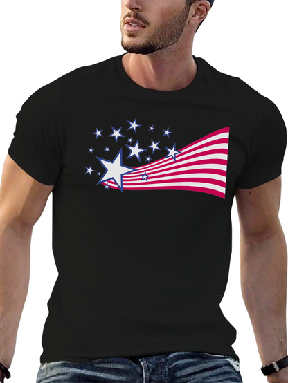 Camiseta Negra Estampado Patriótico Americano