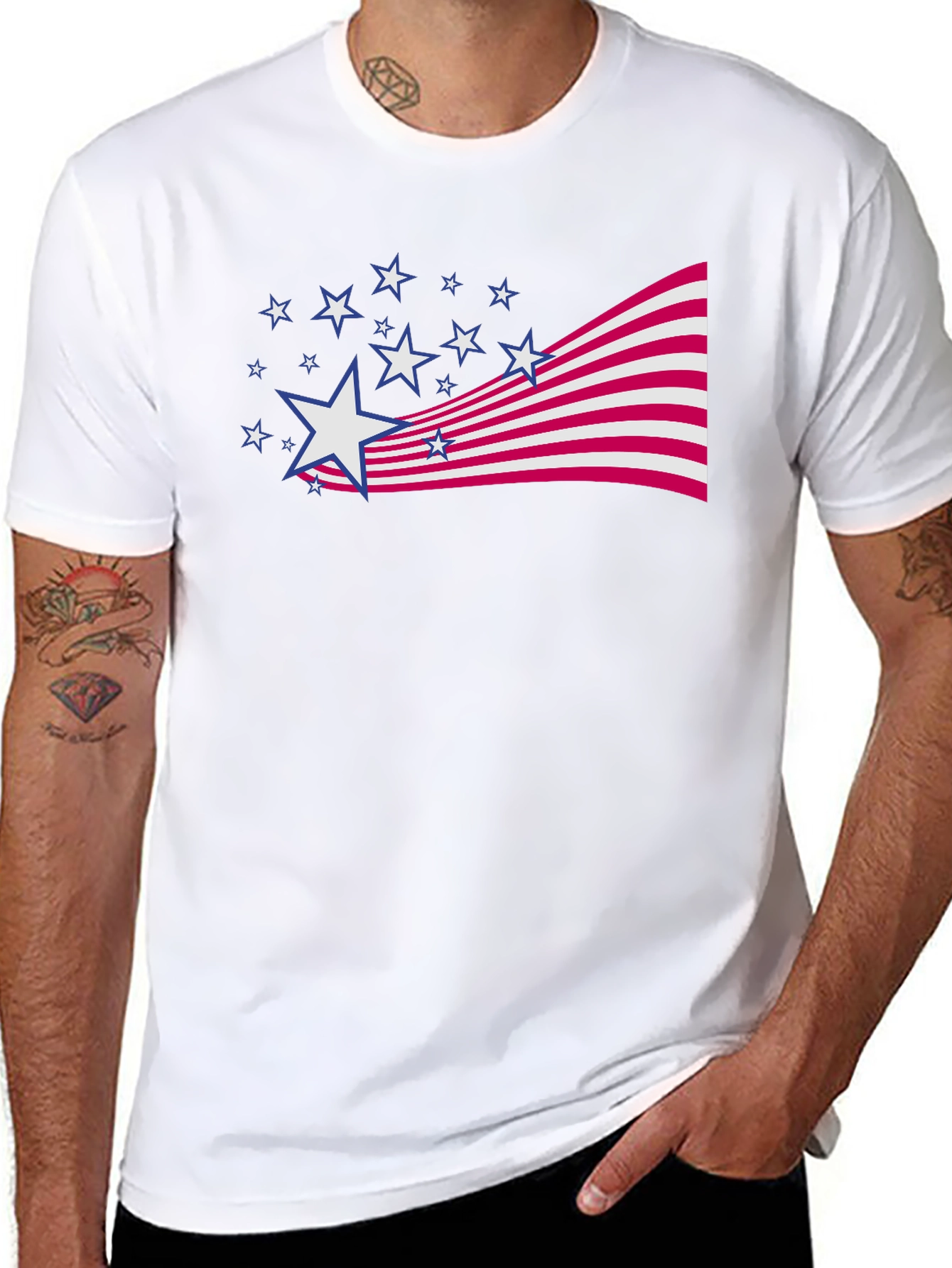 Camiseta Negra Estampado Patriótico Americano