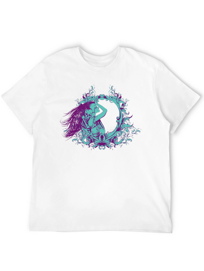 Camiseta Negra con Diseño Artístico de Esqueleto y Mujer