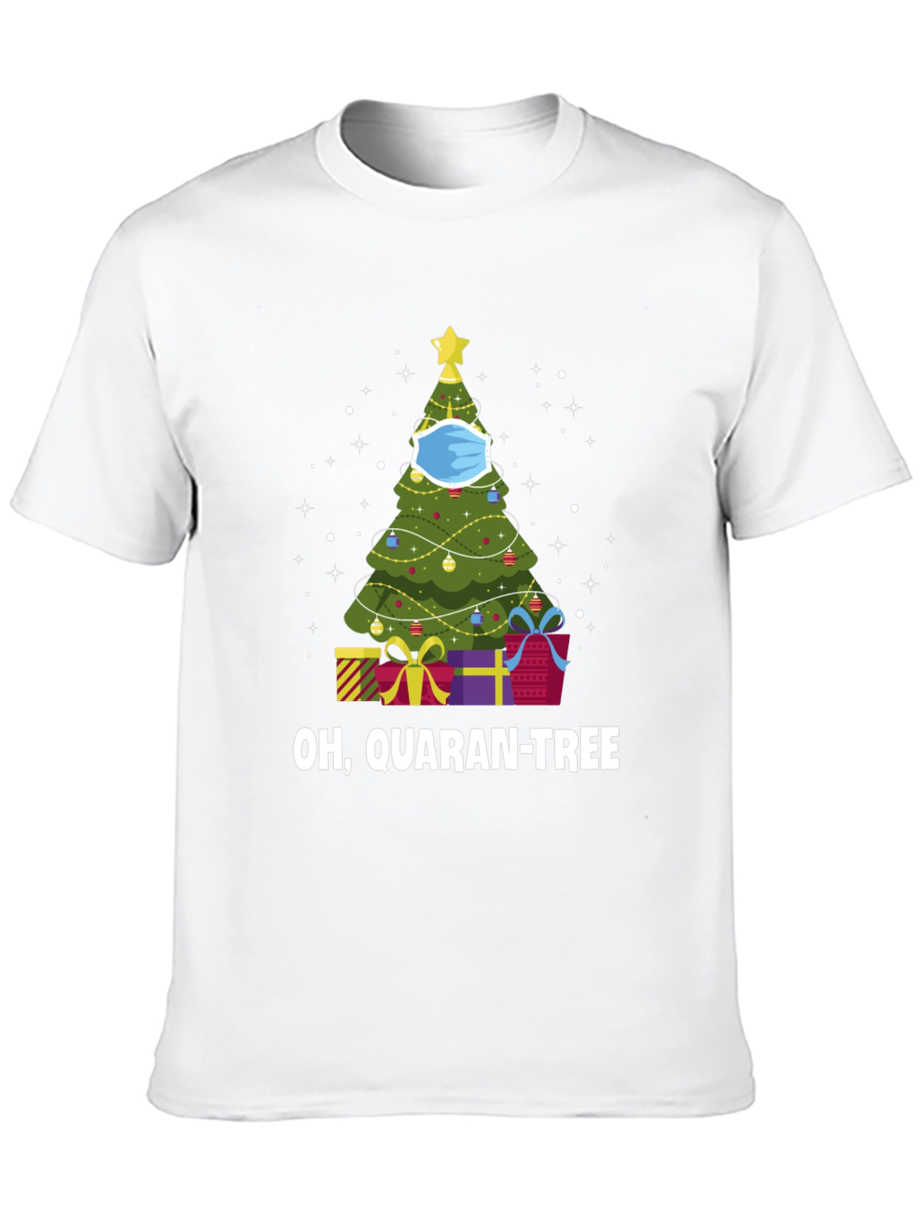 Camiseta Negra Navideña Quaran-Tree con Cubrebocas