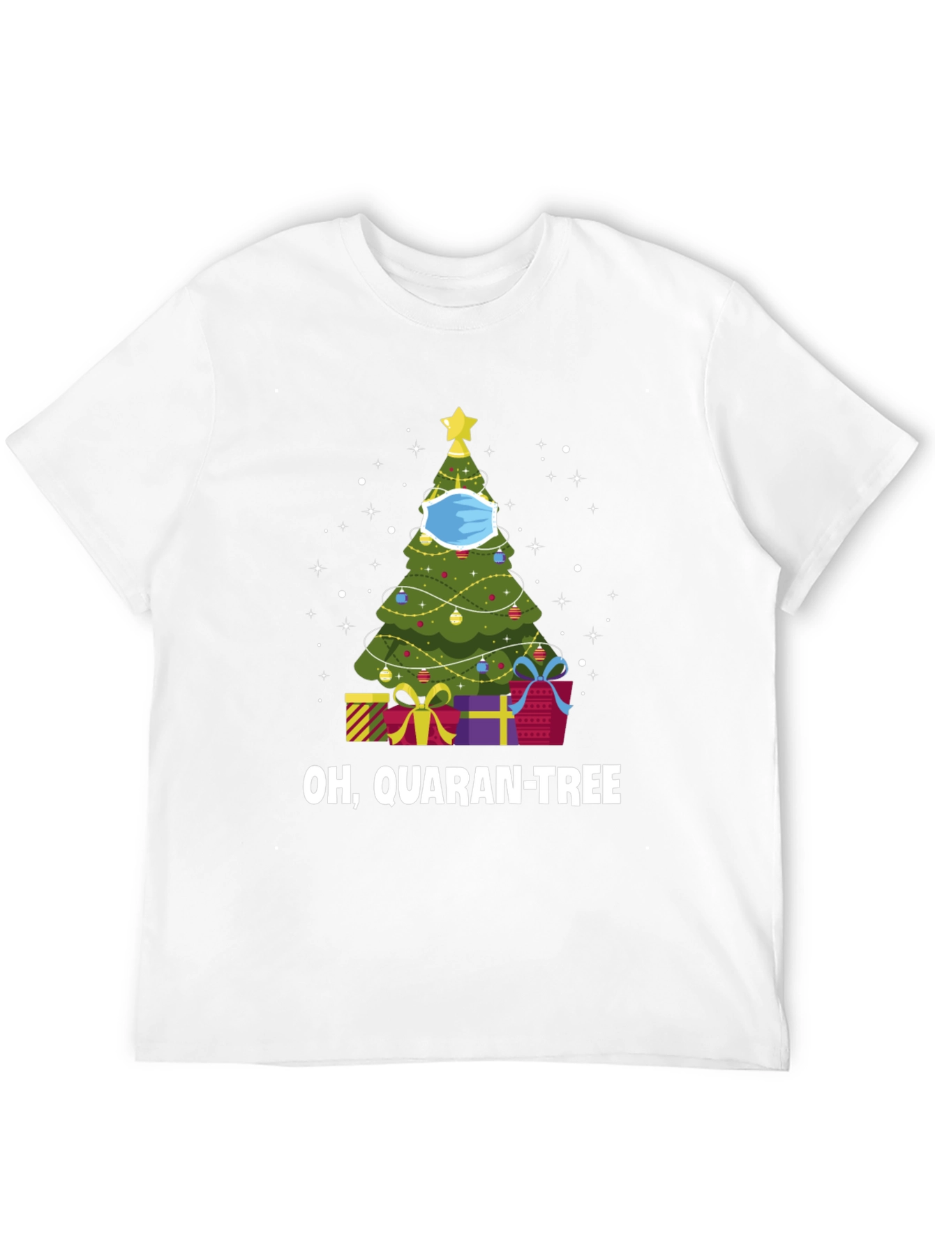 Camiseta Negra Navideña Quaran-Tree con Cubrebocas
