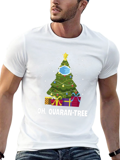 Camiseta Negra Navideña Quaran-Tree con Cubrebocas