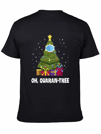 Camiseta Negra Navideña Quaran-Tree con Cubrebocas