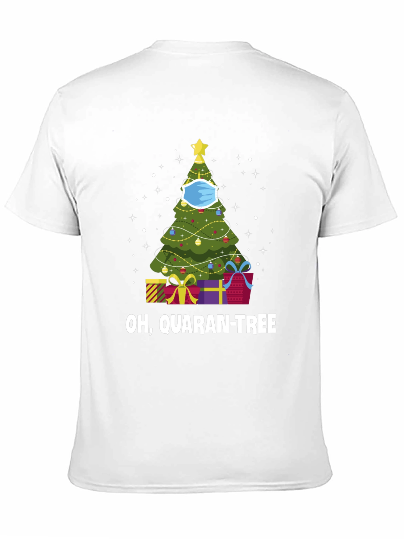 Camiseta Negra Navideña Quaran-Tree con Cubrebocas