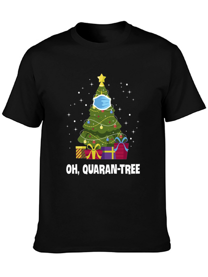Camiseta Negra Navideña Quaran-Tree con Cubrebocas