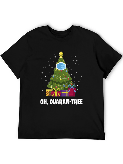 Camiseta Negra Navideña Quaran-Tree con Cubrebocas