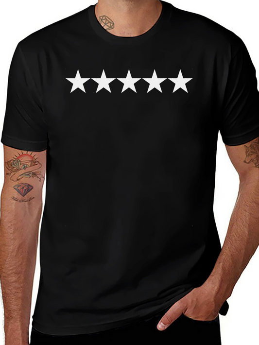 Camiseta Negra 5 Estrellas Algodón Casual Hombre