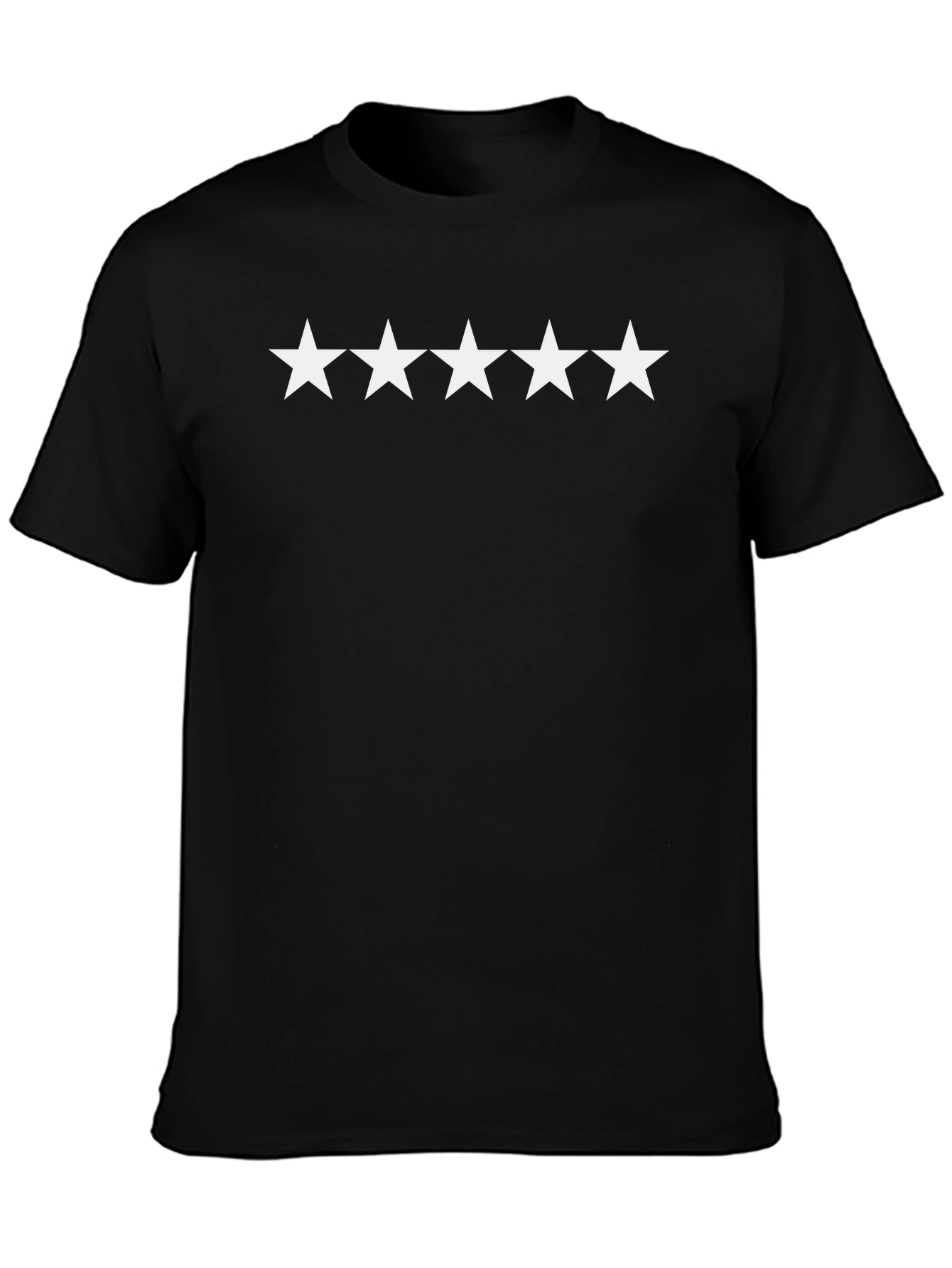 Camiseta Negra 5 Estrellas Algodón Casual Hombre