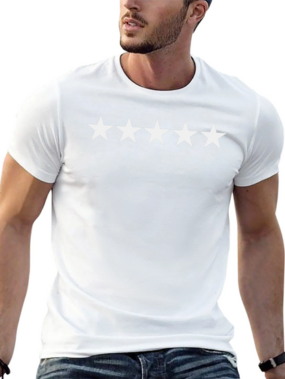 Camiseta Negra 5 Estrellas Algodón Casual Hombre