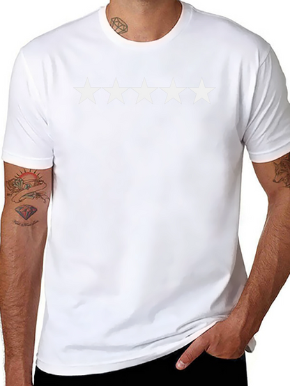 Camiseta Negra 5 Estrellas Algodón Casual Hombre