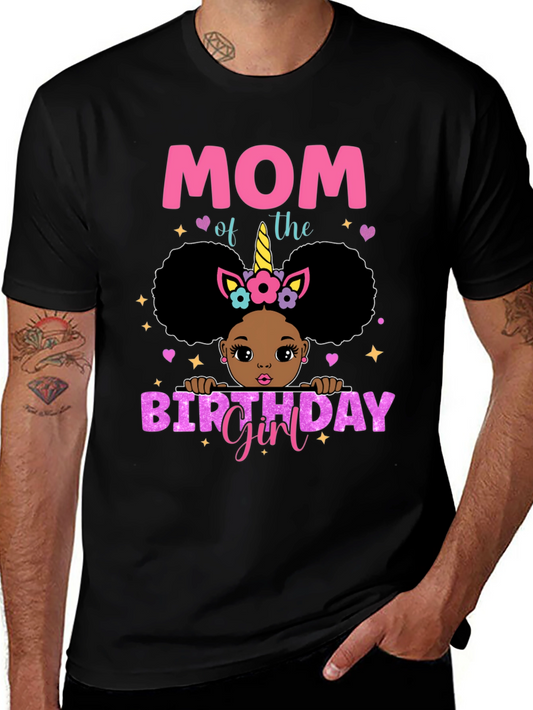 Camiseta Negra Mom of the Birthday Girl Unicornio