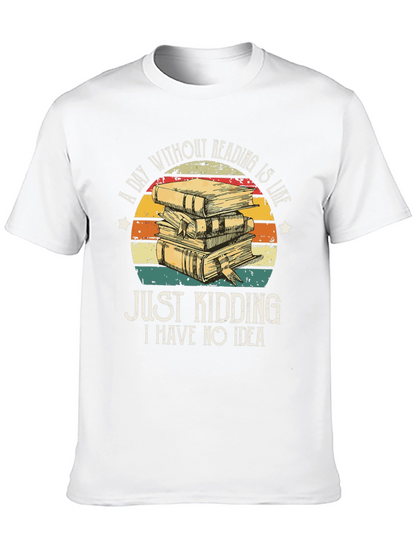 Camiseta Negra con Diseño de Libros y Frase Divertida