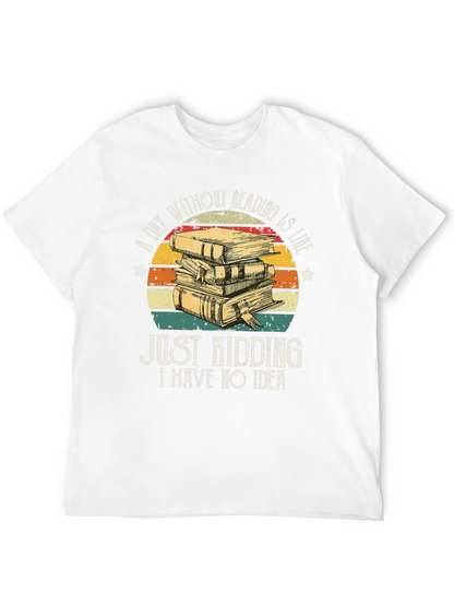 Camiseta Negra con Diseño de Libros y Frase Divertida