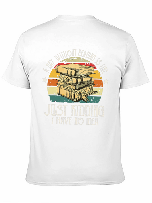 Camiseta Negra con Diseño de Libros y Frase Divertida