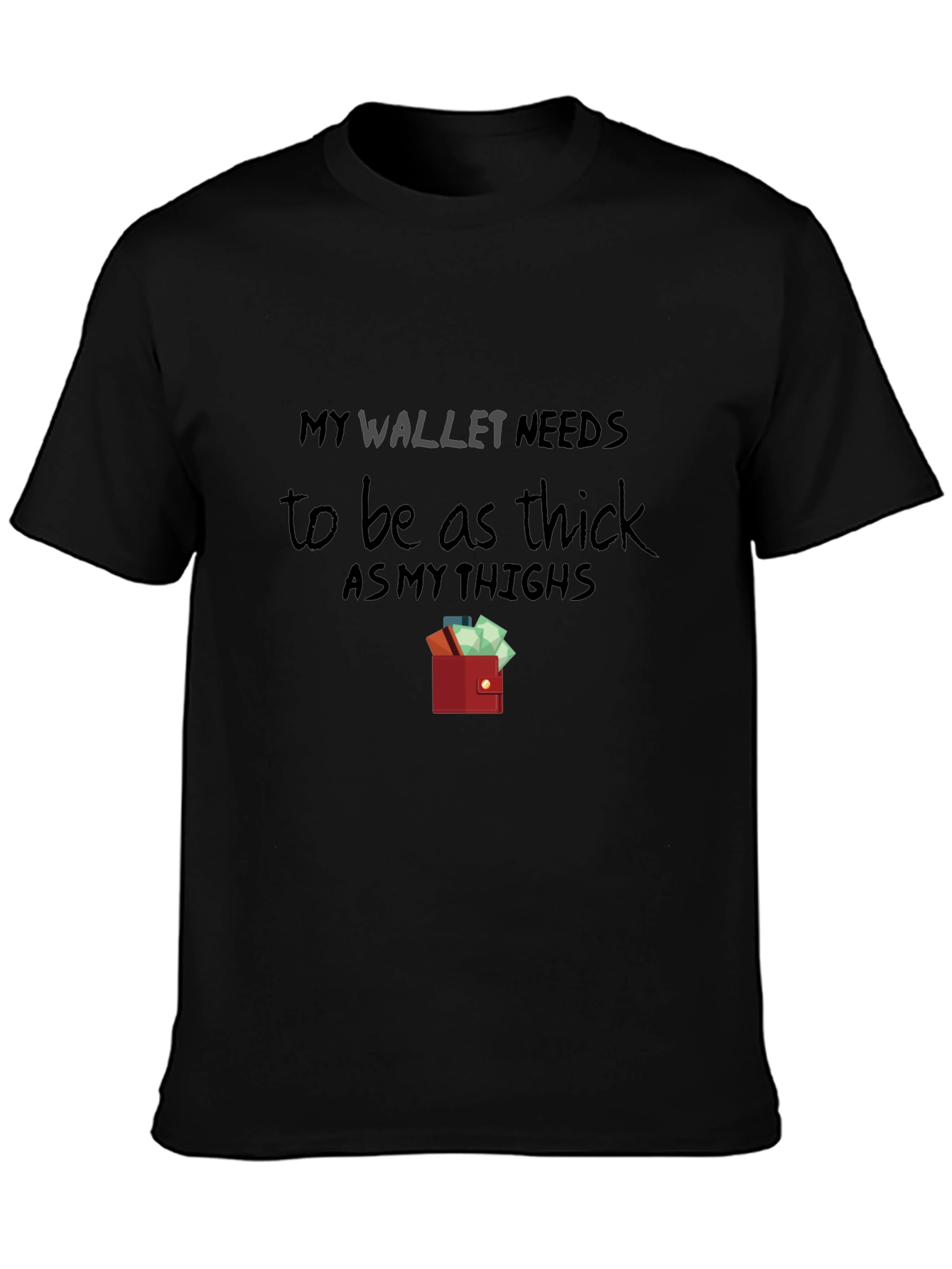 Camiseta Negra con Diseño Billetera Gruesa