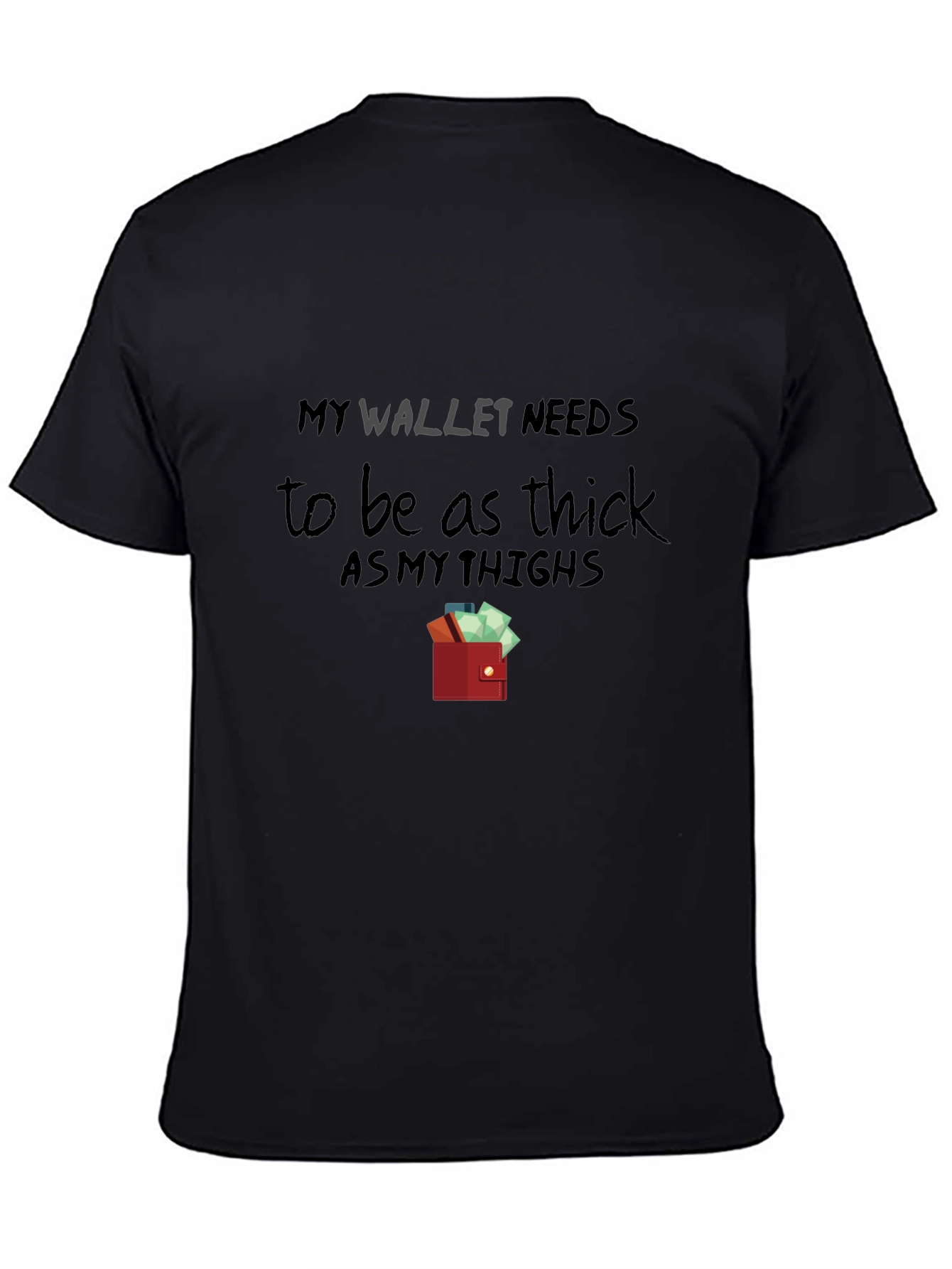 Camiseta Negra con Diseño Billetera Gruesa