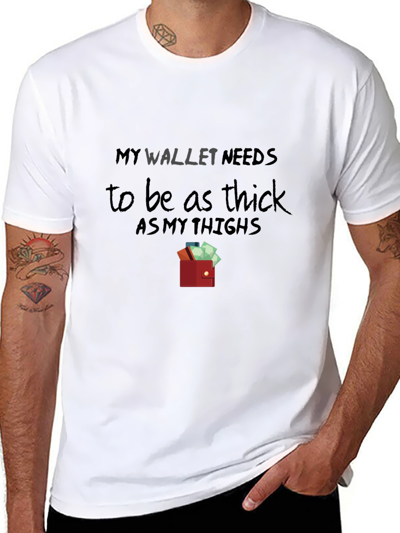 Camiseta Negra con Diseño Billetera Gruesa