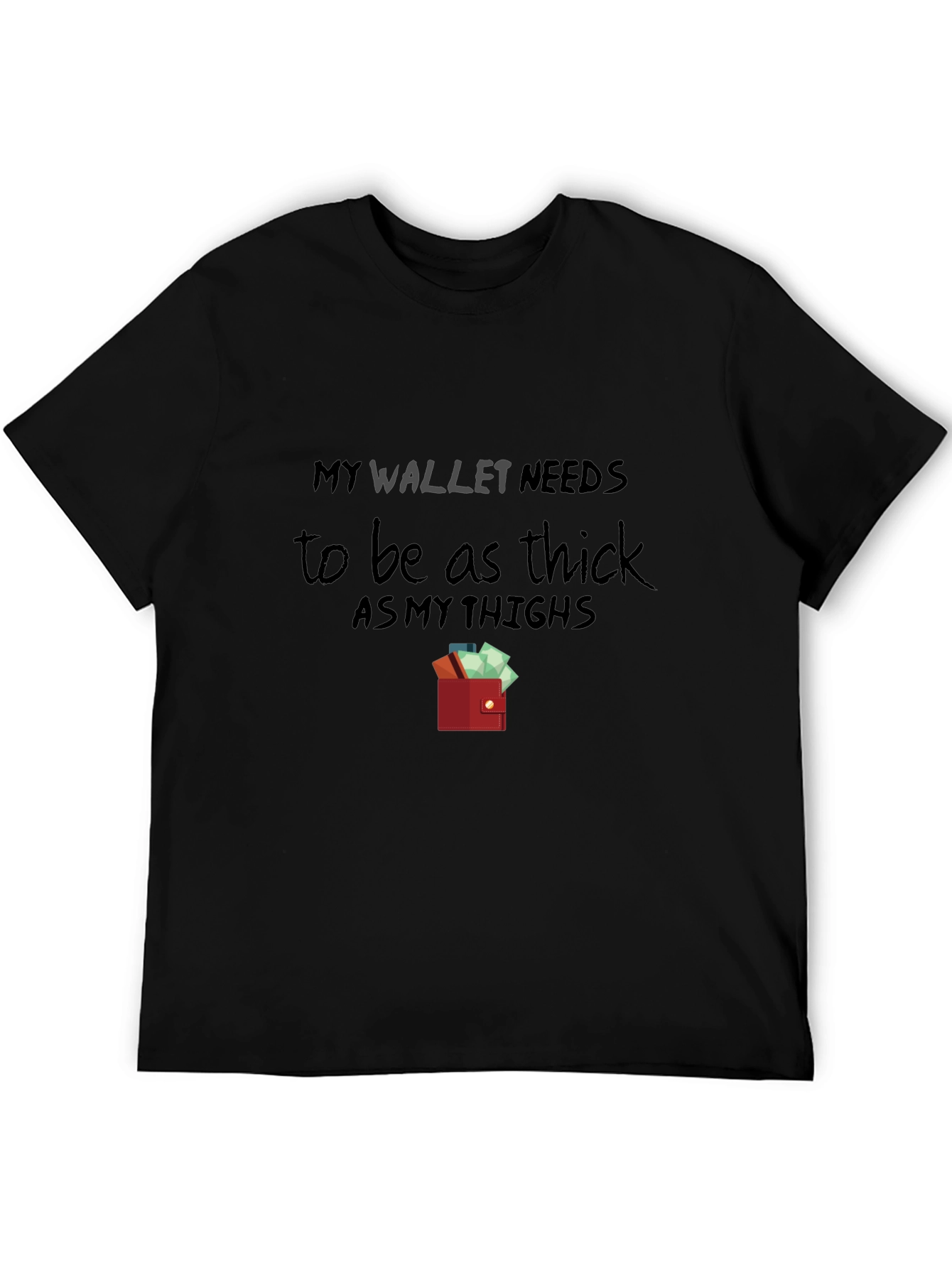 Camiseta Negra con Diseño Billetera Gruesa