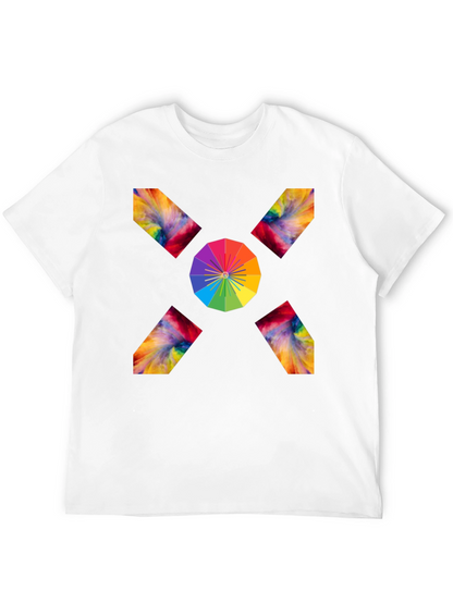 Camiseta Negra con Diseño Abstracto de Arcoíris