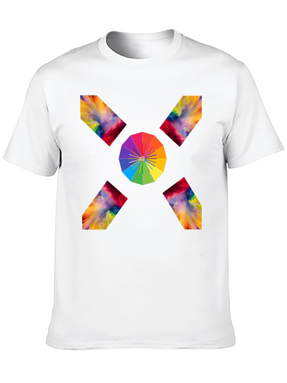 Camiseta Negra con Diseño Abstracto de Arcoíris