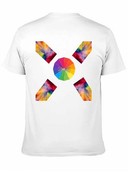 Camiseta Negra con Diseño Abstracto de Arcoíris
