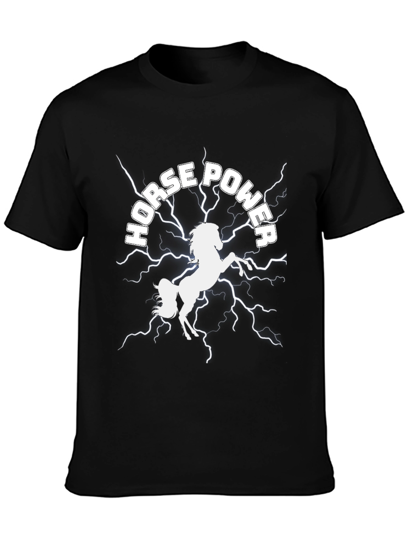 Camiseta Negra: Potencia de Caballo Eléctrico