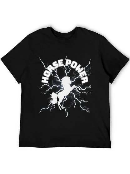 Camiseta Negra: Potencia de Caballo Eléctrico