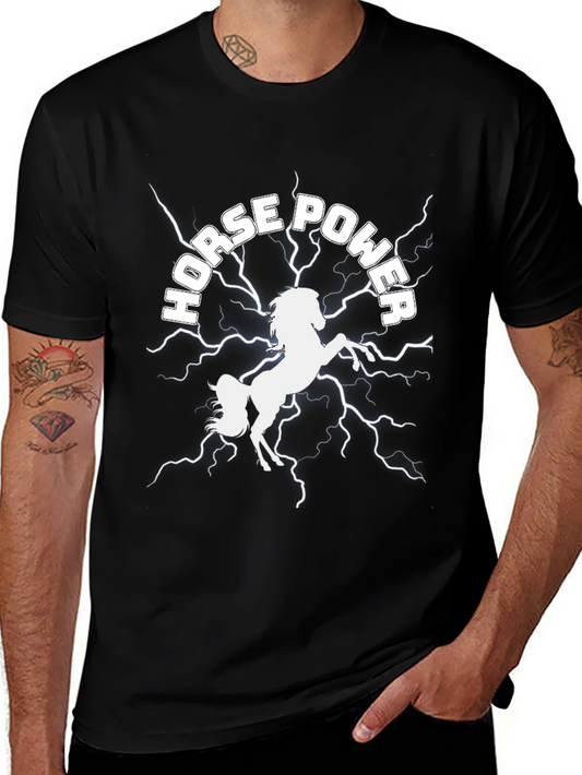 Camiseta Negra: Potencia de Caballo Eléctrico