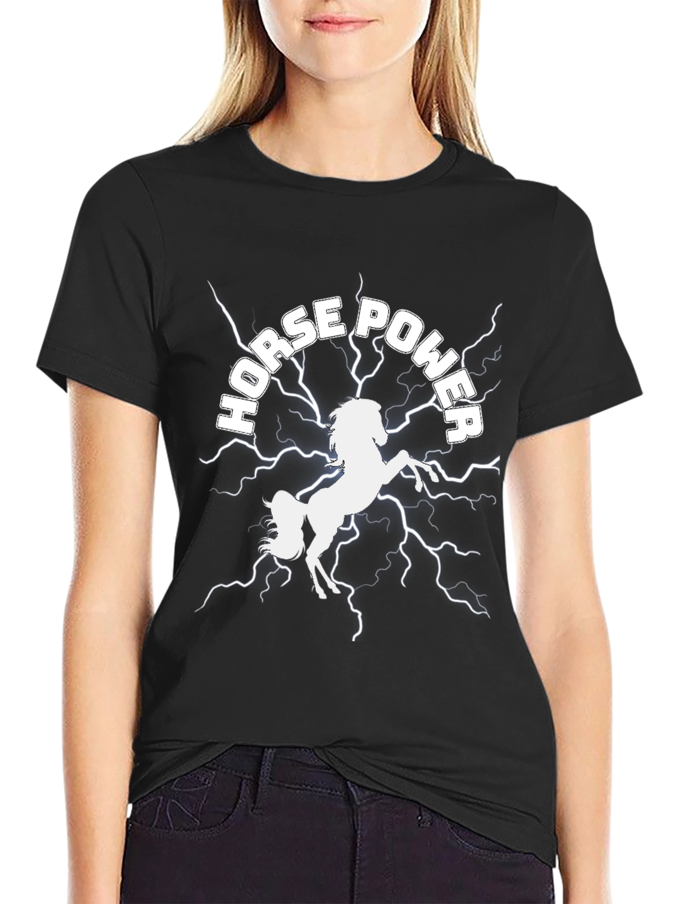 Camiseta Negra: Potencia de Caballo Eléctrico