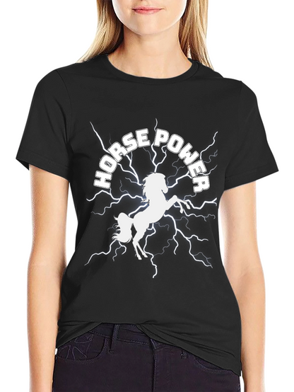 Camiseta Negra: Potencia de Caballo Eléctrico