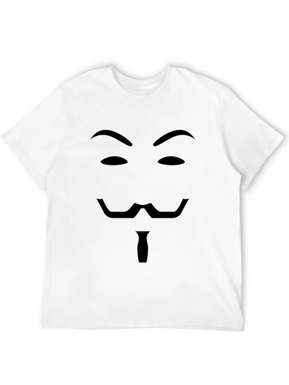 Camiseta Negra con Diseño de Máscara Anónima