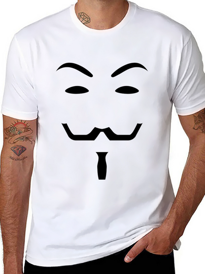 Camiseta Negra con Diseño de Máscara Anónima