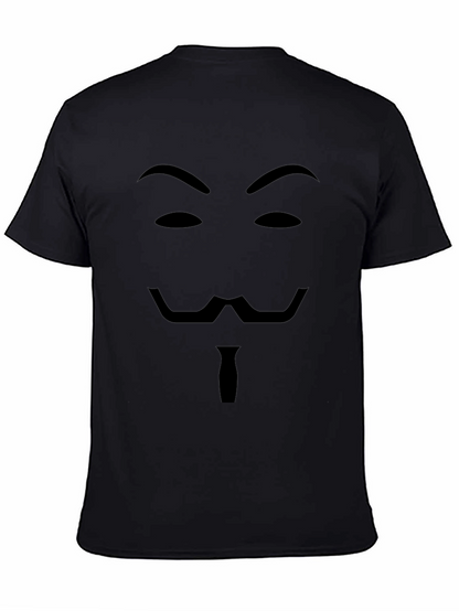 Camiseta Negra con Diseño de Máscara Anónima