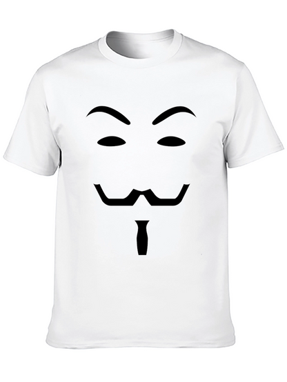 Camiseta Negra con Diseño de Máscara Anónima