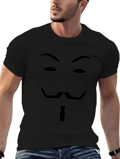 Camiseta Negra con Diseño de Máscara Anónima