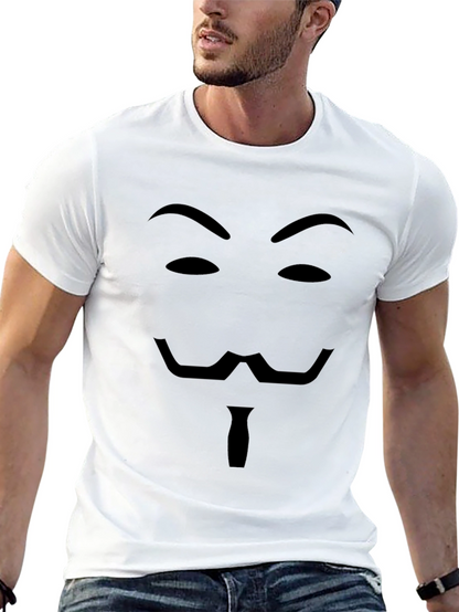 Camiseta Negra con Diseño de Máscara Anónima
