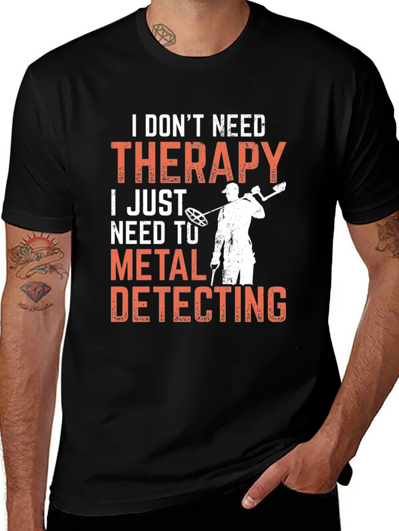 Camiseta Negra: Terapia de Detector de Metales