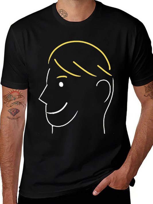 Camiseta Hombre Negra Cara Minimalista