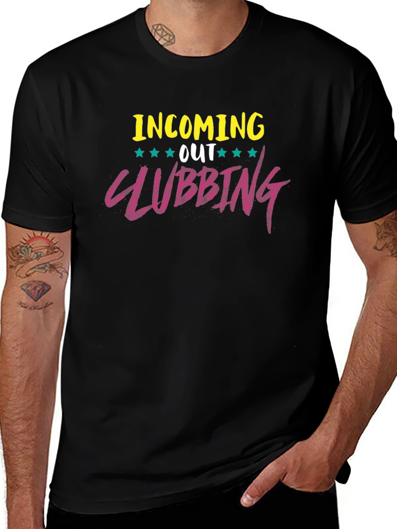 Camiseta Negra con Diseño Clubbing