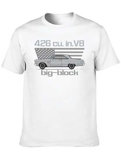 Camiseta Hombre Clásica Coche Americano Motor V8