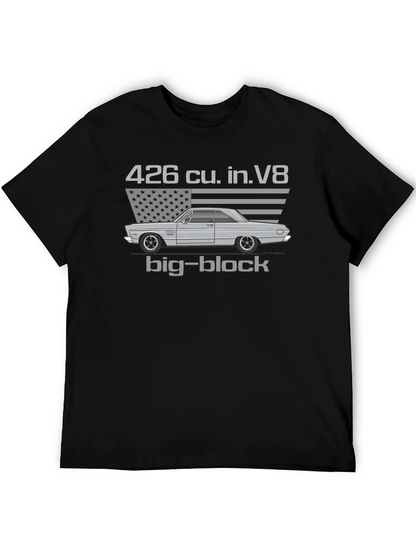 Camiseta Hombre Clásica Coche Americano Motor V8