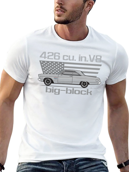 Camiseta Hombre Clásica Coche Americano Motor V8