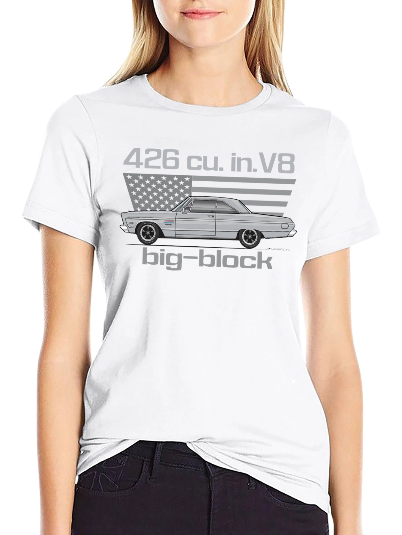 Camiseta Hombre Clásica Coche Americano Motor V8