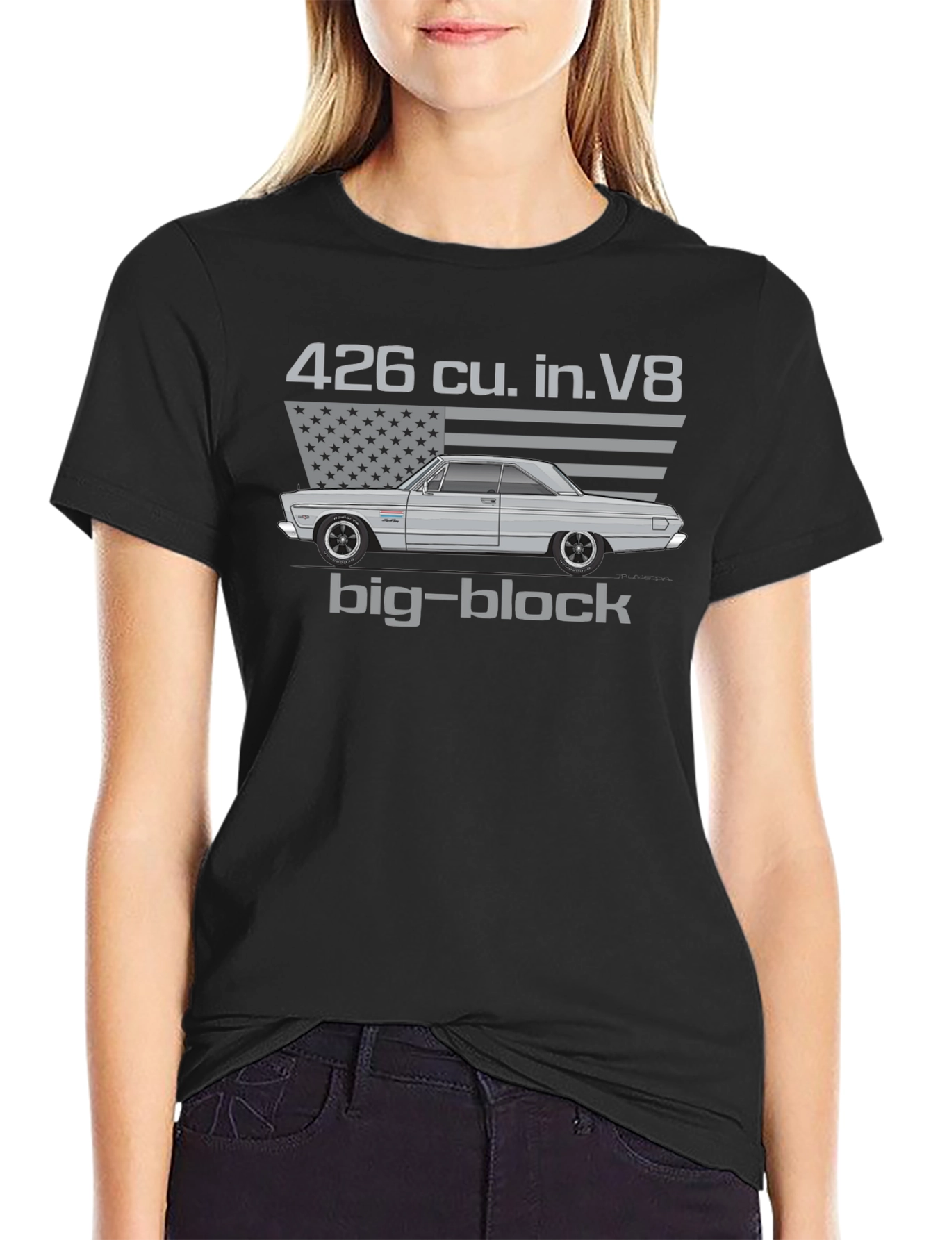 Camiseta Hombre Clásica Coche Americano Motor V8