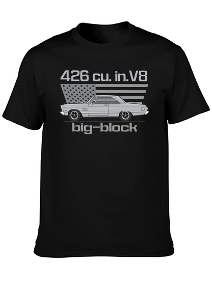 Camiseta Hombre Clásica Coche Americano Motor V8