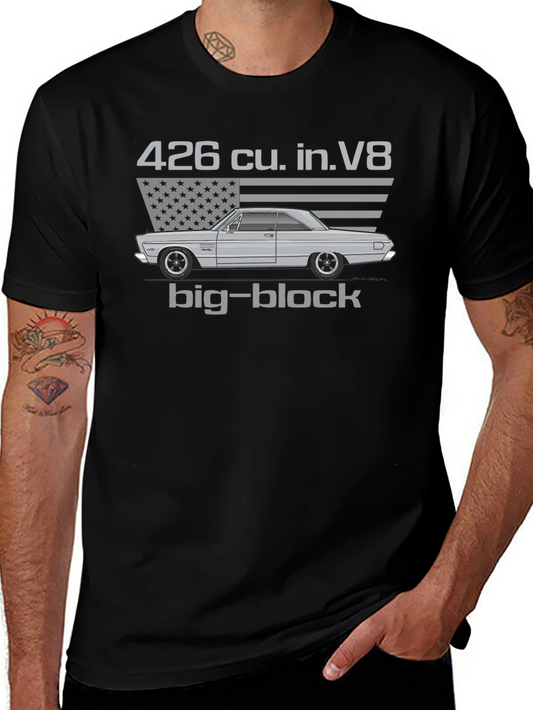 Camiseta Hombre Clásica Coche Americano Motor V8
